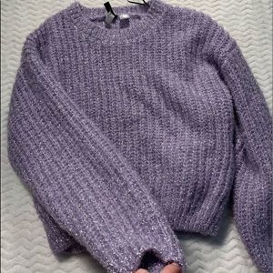Divided lavender sparkly crewneck, size medium.